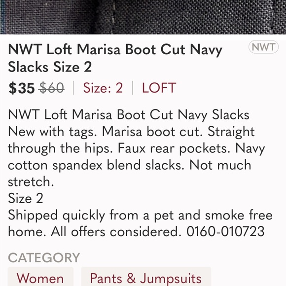NWT Loft Marisa Boot Cut Navy Slacks Size 2 - Picture 3 of 10